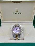 New Custom Iced Out Two-tone Bustdown Rolex Datejust 36mm Pink MOP