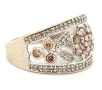 10kt White gold champagne and white diamond band