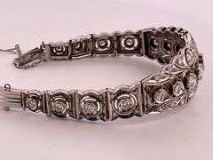 CERTIFIED WHITE GOLD DIAMOND VITAGE / ANTIQUE DIAMOND BRACELET