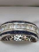 Unisex Platinum, Diamond & Sapphire Band