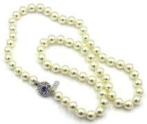 Camrose & Kross JBK faux pearl and blue Swarovski crystal necklace and matching bracelet