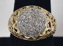 Vintage 14K Yellow and White Gold 0.57CTw Kentucky Cluster Diamond Ring