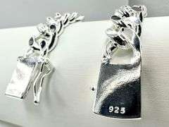 Strong 30.4 Gram 14 Kt White Gold Plate Curb Link Bracelet