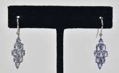 Dazzling 10K white Gold Iolite Gemstone Dangle Earrings