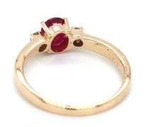 14kt Yellow gold ruby and diamond 3 stone ring