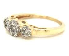 Modern 14K YG Diamond Cluster Ring