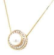 FemininePearl & Diamond Pendant & Earring Suite