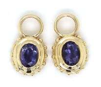 14kt Yellow gold bezel set oval tanzanite earring jacket
