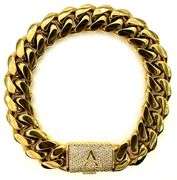 Sparkling 14 Kt Gold Plate 74.6 Grams Monogramed Initial "A" Curb Link Bracelet