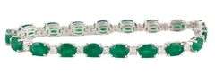 New 12.0ctw Oval Emerald and 1.55ctw Diamond Tennis Bracelet in 14K