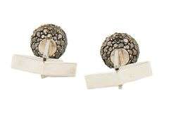 Pave Black Diamond Bejeweled Ball Cuff links in 18K
