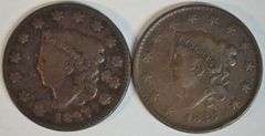 Scarcer 1827 & sharp 1828 Coronet Large Cents