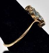 Beautiful 10K Yellow Gold Blue Topaz Gemstone Ring with Diamond Accents