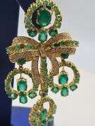 Investment! Zambian Emerald and Diamond Chandelier Drop Earrings set in 18KT Yellow Gold