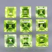 Princess cut! Untreated! 6.36ct Peridot set