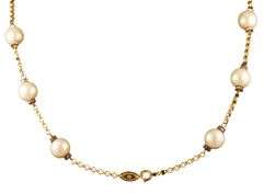 Vintage Chanel Faux Pearl and Crystal Lariat Necklace