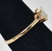 Angelic 14K Yellow Gold Opal Gemstone and Diamond Ring