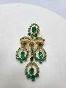 Investment! Zambian Emerald and Diamond Chandelier Drop Earrings set in 18KT Yellow Gold