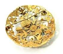 Exquisite 14K Brooch with Enamel and Stones