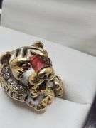 Tiger ring! hand made and very rare18KT Yellow Gold Lion Ring