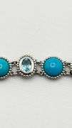 925 Sterling Silver EA Signed Turquoise and Blue Topaz Bracelet