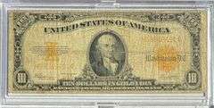 Cased $!0 1922 Series Gold Certificate.