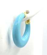 10kt Yellow gold Synthetic Turquoise hoop earrings