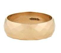 Gents Polished 8MM Hammered Faceted Band Ring in 14K