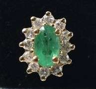 Admirable 14K Yellow Gold Approx. 0.44CTW Emerald Gemstone Stud Earrings with Diamond Accents