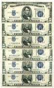 Nicer lot of 6 Series of 1934 Small Size $5 Silver Certificate notes