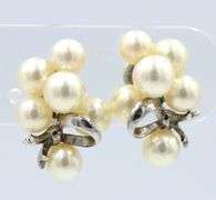 925 Sterling silver Vintage Mikimoto cluster earrings