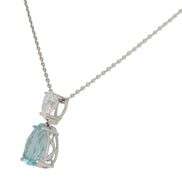 New 4.27ct Pear Shaped Aquamarine and 1.01ct Pear Shaped Diamond Pendant Necklace in 14K