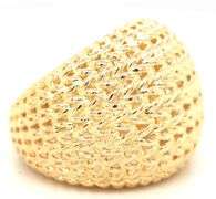14kt Yellow gold wide woven dome ring