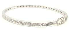 14kt White gold 1.50ctw single cut double row diamond bangle