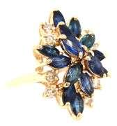 14kt Yellow gold 1.60ctw sapphire and diamond cluster ring