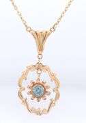 10KT Yellow Gold With Blue Topaz Dangle Pendant With Chain