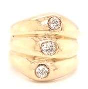 14kt Yellow gold 0.55ctw triple row diamond dome ring