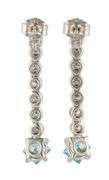1.20ctw Irradiated Blue Diamond and 0.50ctw White Diamond Linear Dangle Earrings in 14K
