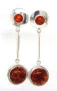 925 Sterling silver Amber dangle earrings