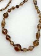 PJC India 925 Sterling Silver Faceted Smokey Quarts Beads Necklace