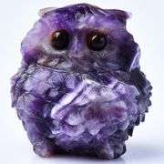 Amethyst Owl Figurine Hand-Carved Natural Crystal
