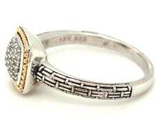 Effy 925 and 18kt gold diamond pave square ring