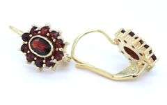 14kt Yellow gold Garnet cluster dangle earrings