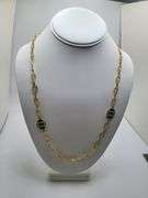 Very Long 18KT Gold & Enamel Necklace