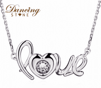 Beautiful "love" center stone dancing pendant