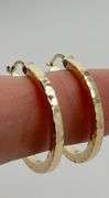 14KT Yellow Gold Hammered 25mm Hoop Earrings