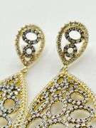 925 Sterling Silver Tear Drop Two Tone Openwork Crystal Pave earrings