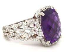 14kt White gold 10ct amethyst and 1ctw diamond ring