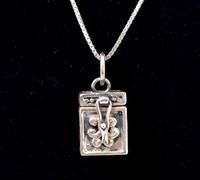 Hollow Box Pendant Necklace in Sterling Silver