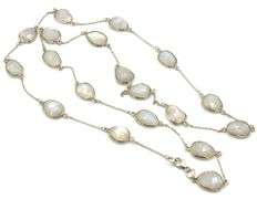 925 Sterling silver Moonstone station necklace